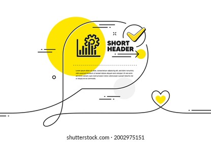 Icono de gráfico Seo. Burbuja de chat de marca de línea continua. Signo de optimización del motor de búsqueda. Símbolo de análisis. Icono de gráfico de sesión en el comentario de chat. Habla con un cartel cardíaco. Vector