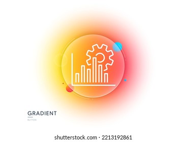 Seo graph line icon. Gradient blur button with glassmorphism. Search engine optimization sign. Analytics symbol. Transparent glass design. Seo graph line icon. Vector