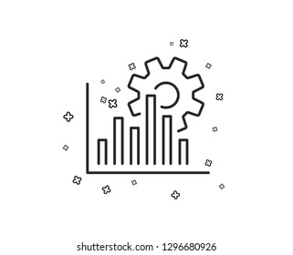 Seo graph line icon. Search engine optimization sign. Analytics symbol. Geometric shapes. Random cross elements. Linear Seo graph icon design. Vector