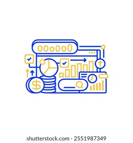 Gráfico SEO con el icono de flecha hacia arriba. signo de estilo lineal para el concepto móvil y el Diseño web. Icono de Vector de contorno. Símbolo, ilustración del logotipo. gráfico de Vector