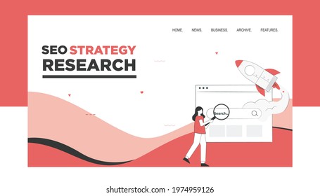 Seo Graphic design. Search engine and people concept. . Landing page template. vector illustration for web and graphic design.  