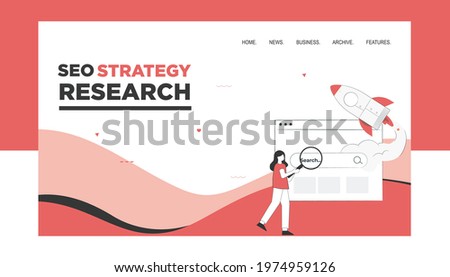 Seo Graphic design. Search engine and people concept. . Landing page template. vector illustration for web and graphic design.  