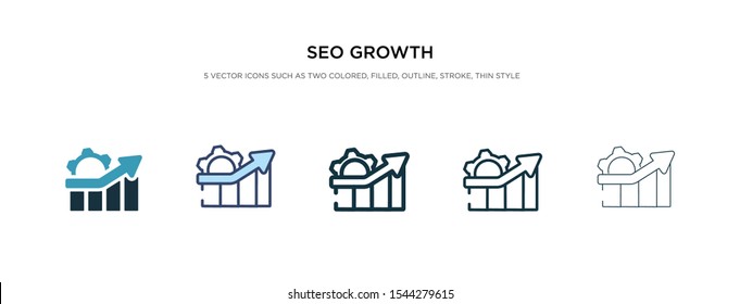 seo growth icon in different style vector illustration. two colored and black seo growth vector icons designed in filled, outline, line and stroke style can be used for web, mobile, ui