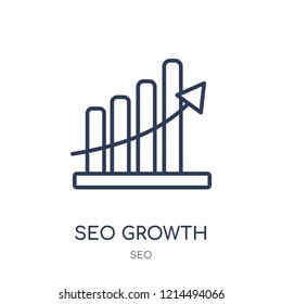 seo growth icon. seo growth linear symbol design from SEO collection. Simple outline element vector illustration on white background.