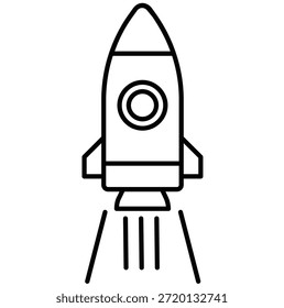 VECTOR de arte de línea de lanzamiento de icono de cohete de crecimiento de SEO que representa un progreso rápido y éxito digital