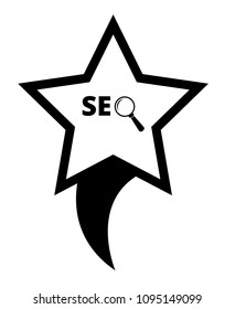 SEO here, pinpoint white isolated icon. SEO map marker pin, vector illustration.