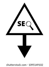 SEO here, pinpoint white isolated icon. SEO map marker pin, vector illustration.