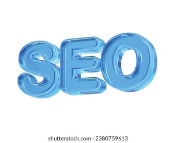  Icono Seo Ilustración 3d que representa un elemento transparente