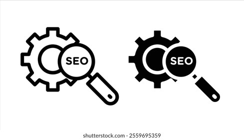SEO Icon collection in filled and stroke style.