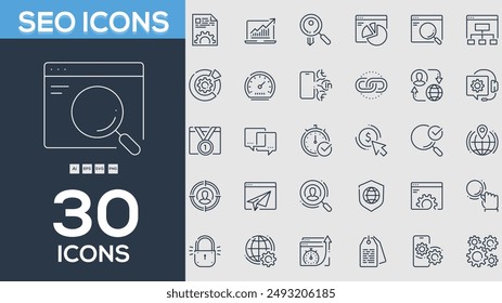 Icono SEO ilustrador de Vector de colección