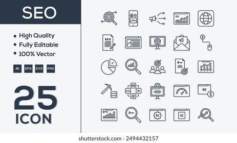 Icono SEO ilustrador de Vector de colección