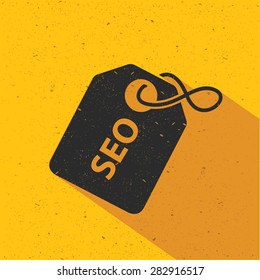 SEO icon design on yellow background, flat design. Clean vector.