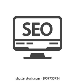 SEO icon flat vector graphic in white  background.