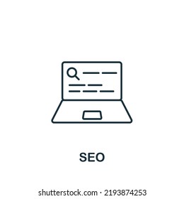 Icono Seo. Icono de línea simple para plantillas, diseño web e infografías