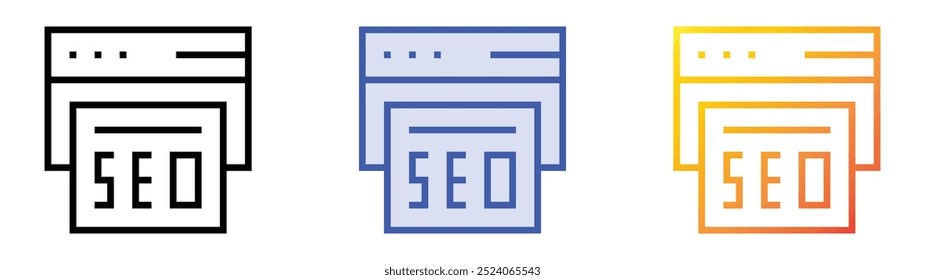 seo icon. Linear, Blue Fill and Gradient Style Design Isolated On White Background