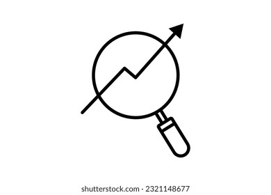 SEO icon. magnifying glass and arrow. icon related to strategy, digital marketing. Line icon style design. Simple vector design editable