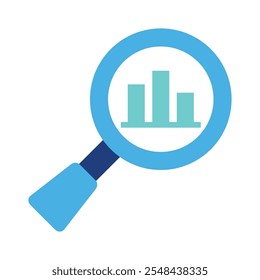 SEO icon, magnifying glass with chart icon, minimalist vector illustration and transparent graphic element. Isolated on white background