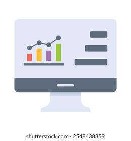 SEO icon, monitor and chart with text icon, minimalist vector illustration and transparent graphic element. Isolated on white background