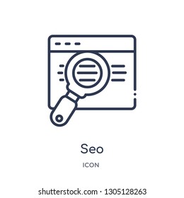 seo icon from programming outline collection. Thin line seo icon isolated on white background.
