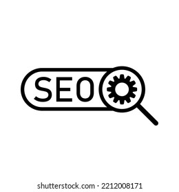 Seo icon. Search bar, gear and magnifier. Vector illustration. 