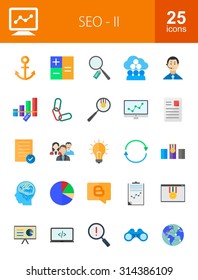 SEO Icon set. Can also be used for digital marketing, web objects, information technology. Suitable for web apps, mobile apps and print media.