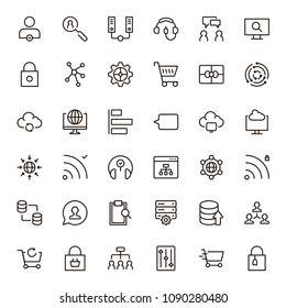 Seo icon set. Collection of high quality outline social media pictograms in modern flat style. Black serach symbol for web design and mobile app on white background. Web line logo.