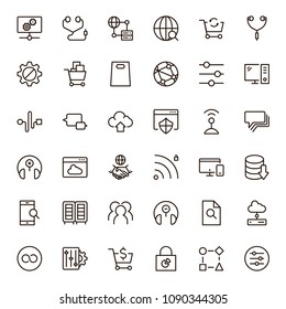 Seo icon set. Collection of high quality outline social media pictograms in modern flat style. Black serach symbol for web design and mobile app on white background. Web line logo.