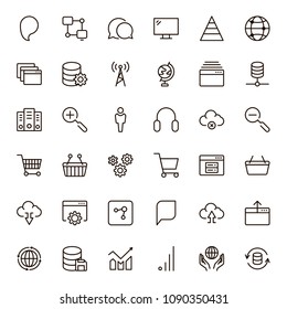Seo icon set. Collection of high quality outline social media pictograms in modern flat style. Black serach symbol for web design and mobile app on white background. Web line logo.