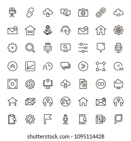 Seo icon set. Collection of high quality outline social media pictograms in modern flat style. Black serach symbol for web design and mobile app on white background. Web line logo.