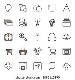 Seo icon set. Collection of high quality outline social media pictograms in modern flat style. Black serach symbol for web design and mobile app on white background. Web line logo.