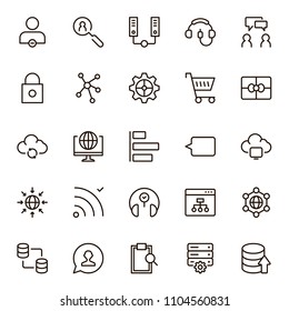 Seo icon set. Collection of high quality outline social media pictograms in modern flat style. Black serach symbol for web design and mobile app on white background. Web line logo.