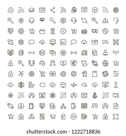 Seo icon set. Collection of high quality outline social media pictograms in modern flat style. Black serach symbol for web design and mobile app on white background. Web line logo.