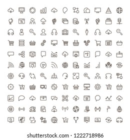 Seo icon set. Collection of high quality outline social media pictograms in modern flat style. Black serach symbol for web design and mobile app on white background. Web line logo.