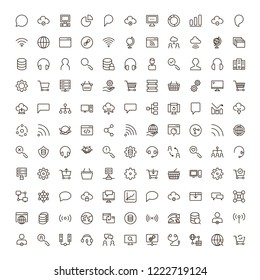 Seo icon set. Collection of high quality outline social media pictograms in modern flat style. Black serach symbol for web design and mobile app on white background. Web line logo.