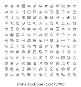 Seo icon set. Collection of high quality outline social media pictograms in modern flat style. Black serach symbol for web design and mobile app on white background. Web line logo.