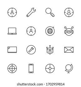 Juego de iconos Seo. Colección de pictogramas web de alta calidad en estilo plano moderno. Símbolo negro Seo para diseño web y aplicación móvil sobre fondo blanco. Logo de línea EPS10