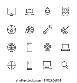 Juego de iconos Seo. Colección de pictogramas web de alta calidad en estilo plano moderno. Símbolo negro Seo para diseño web y aplicación móvil sobre fondo blanco. Logo de línea EPS10