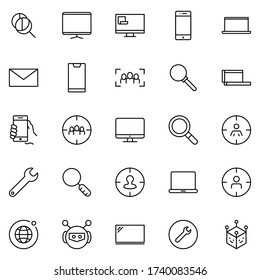 Seo icon set. Collection of high quality outline web pictograms in modern flat style. Black Seo symbol for web design and mobile app on white background. Line logo EPS10