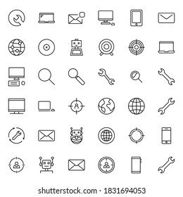 Seo icon set. Collection of high quality outline web pictograms in modern flat style. Black Seo symbol for web design and mobile app on white background. Line logo EPS10