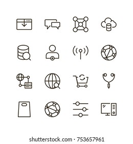 Seo icon set. Collection of high quality outline social media pictograms in modern flat style. Black serach symbol for web design and mobile app on white background. Web line logo.
