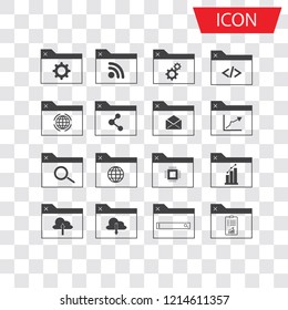 SEO icon set and Development icon set isolated on white background