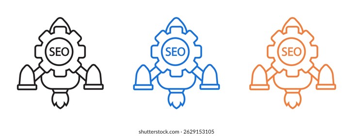 Conjunto de iconos SEO aislado sobre fondo blanco