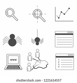 Seo icon set vector eps10.The search engine optimization.