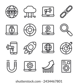 Ilustración vectorial de conjunto de iconos SEO