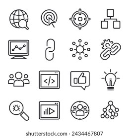 Ilustración vectorial de conjunto de iconos SEO
