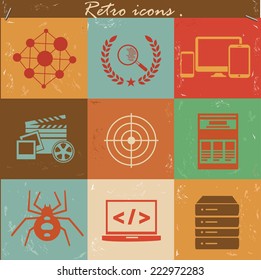 SEO icon set,retro vector