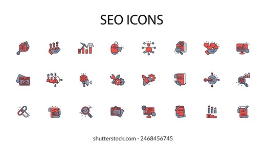 SEO icon set.vector.Editable stroke.linear style sign for use web design,logo.Symbol illustration.
