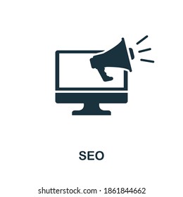 Seo-Symbol. Einfaches Element aus der Affiliate Marketing Collection. Monochrome Seo Icon für Vorlagen, Infografiken und mehr.