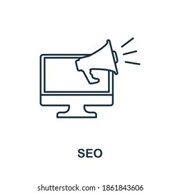 Seo icon. Simple line element from affiliate marketing collection. Thin Seo icon for templates, infographics and more.
