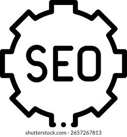 seo-Symbol. Design mit dünnen linearen Stilen einzeln auf weißem Hintergrund